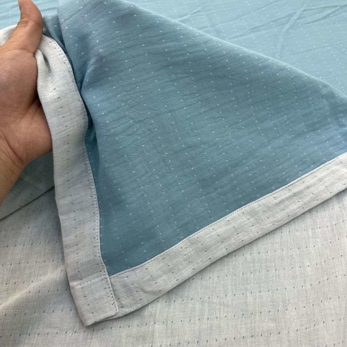 Ownkoti Minimalist Reversible Cotton Gauze Bedding - Blue & White - Bed Sheet - King - image 18