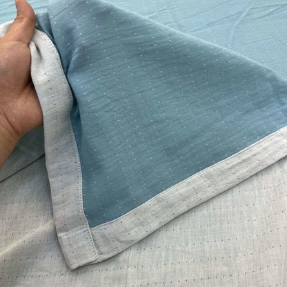 Ownkoti Minimalist Reversible Cotton Gauze Bedding - Blue & White - Bed Sheet - King - image 18