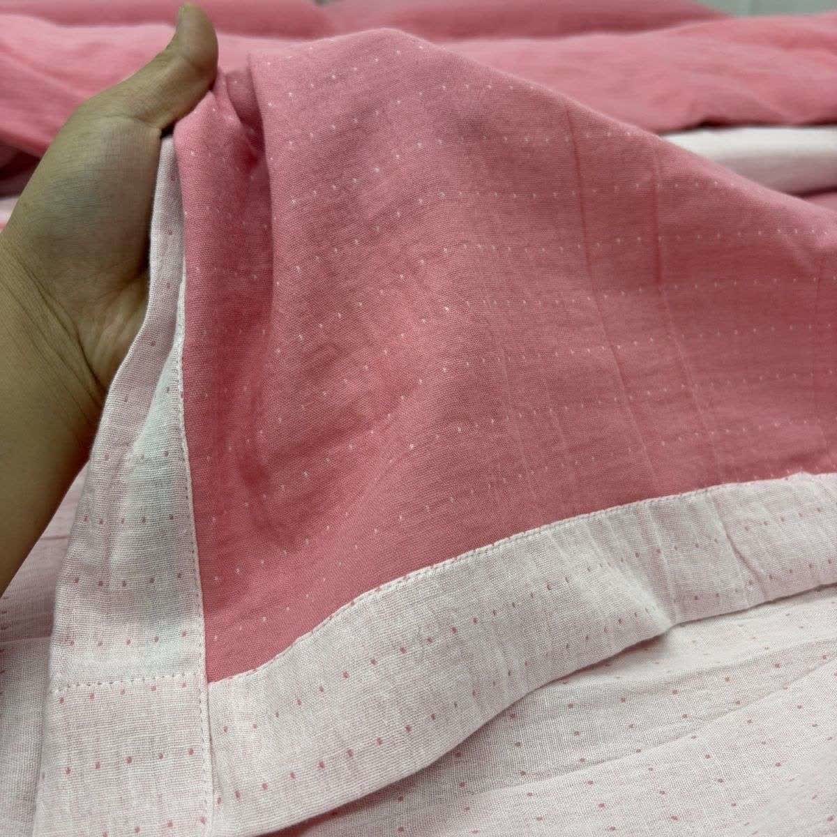 Ownkoti Minimalist Reversible Cotton Gauze Bedding - Pink & White - Bed Sheet - King - image 9