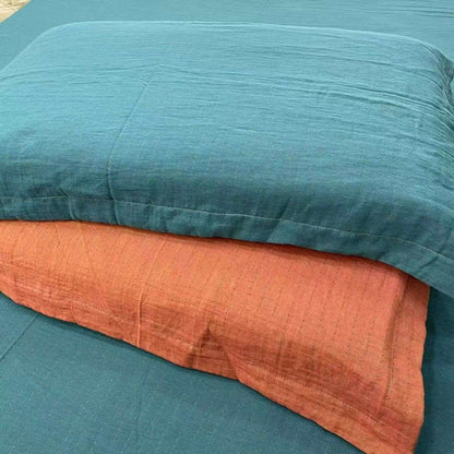 Ownkoti Minimalist Reversible Cotton Gauze Bedding - Lake Blue - 2PCS Pillowcases - 19" x 29" - image 13