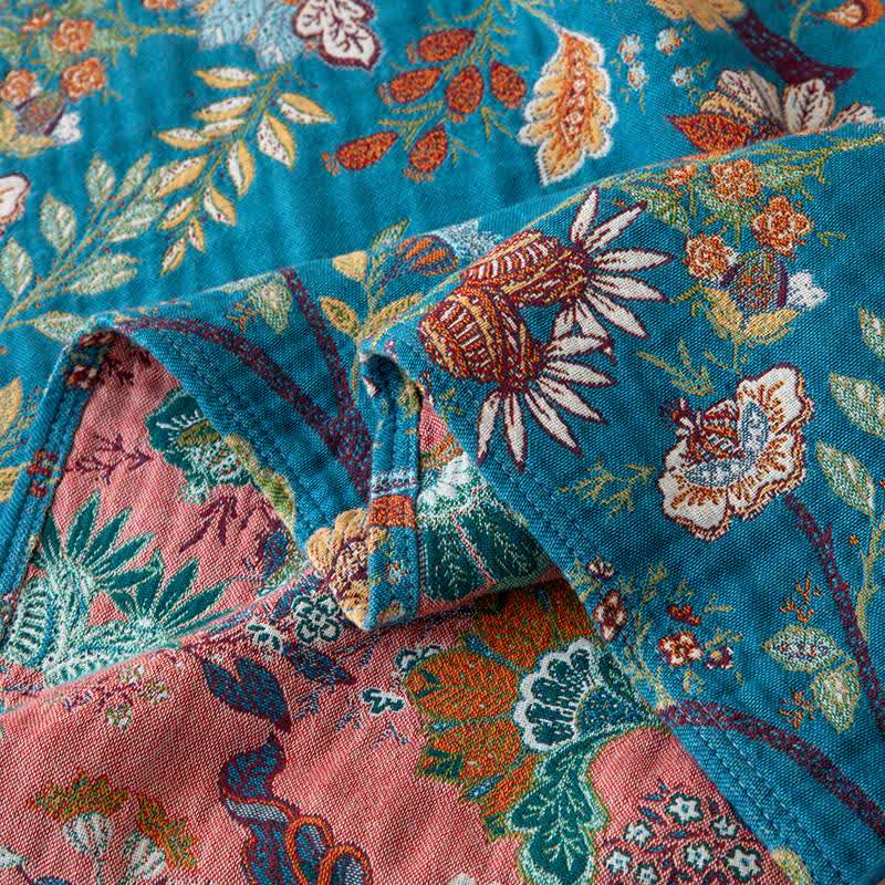 Elegant Floral Cotton Gauze Reversible Quilt - image 6
