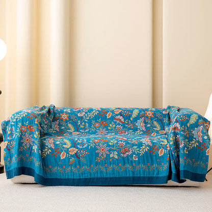 Elegant Floral Cotton Gauze Reversible Quilt - image 3