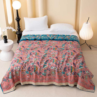 Elegant Floral Cotton Gauze Reversible Quilt - image 1