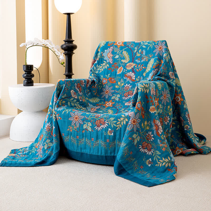Elegant Floral Cotton Gauze Reversible Quilt - image 2