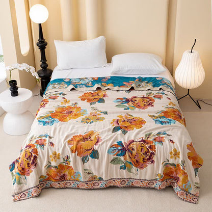 Luxurious Blooming Flower Cotton Reversible Quilt - Queen - image 0
