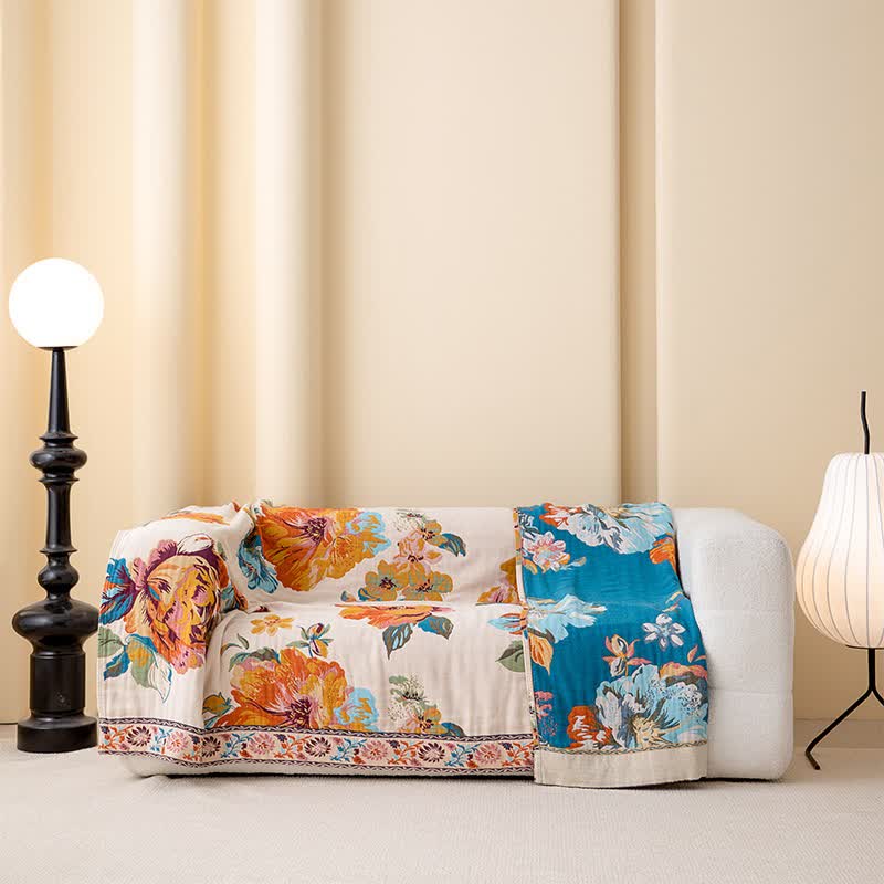 Luxurious Blooming Flower Cotton Reversible Quilt - image 4