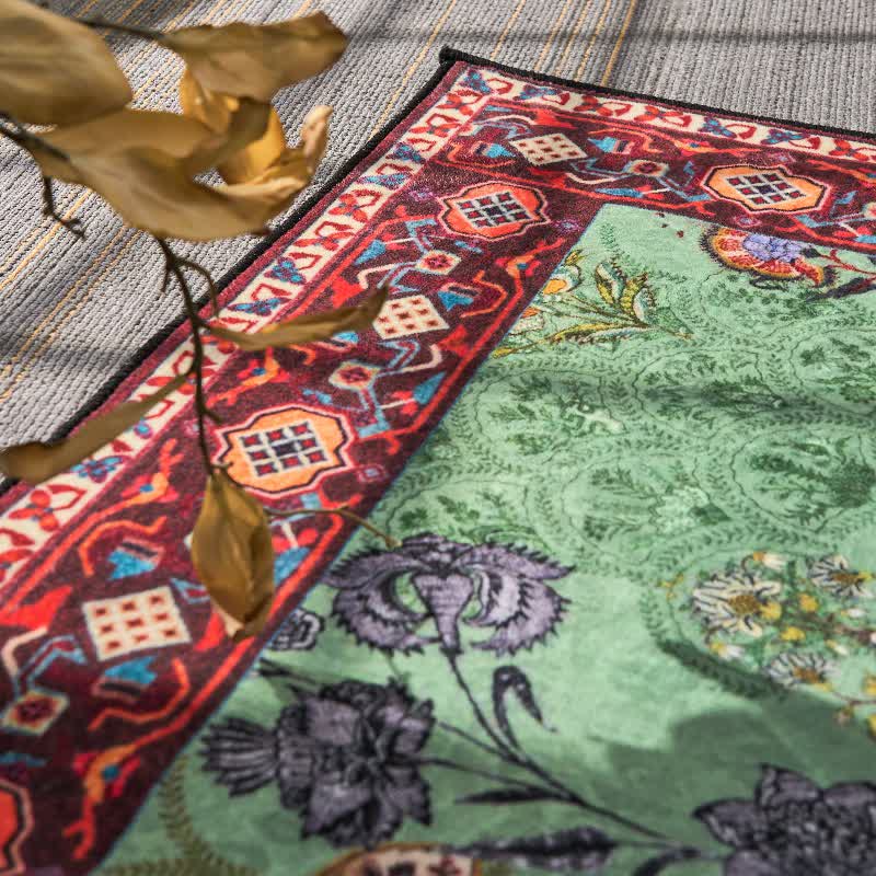 Ownkoti Washable Vintage Floral Anti-slip Green Area Rug - image 6