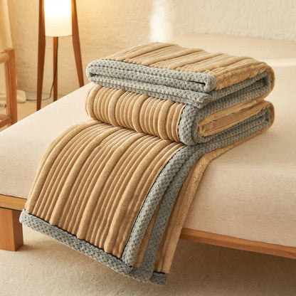 Solid Color Soft Fleece Warm Blanket - Coffee - Full - image 15