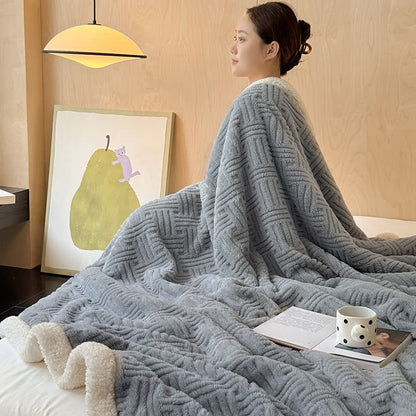 Simple Double-sided Fleece Throw Blanket - Gray - Blanket - 39"W x 59"L - image 26