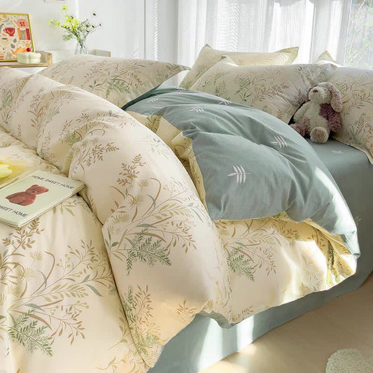 Botanical Leaf Print Cotton Bedding Set - Bedding Set - King - image 0