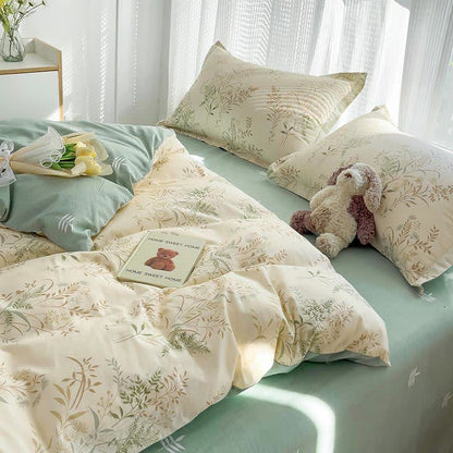 Botanical Leaf Print Cotton Bedding Set - image 4