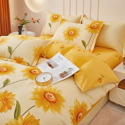 Brushed Cotton Sunflower Reversible Bedding Set(4PCS) - King - image 0
