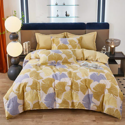 Ginkgo Leaf Inspired Reversible Bedding Set(4PCS) - King - image 0