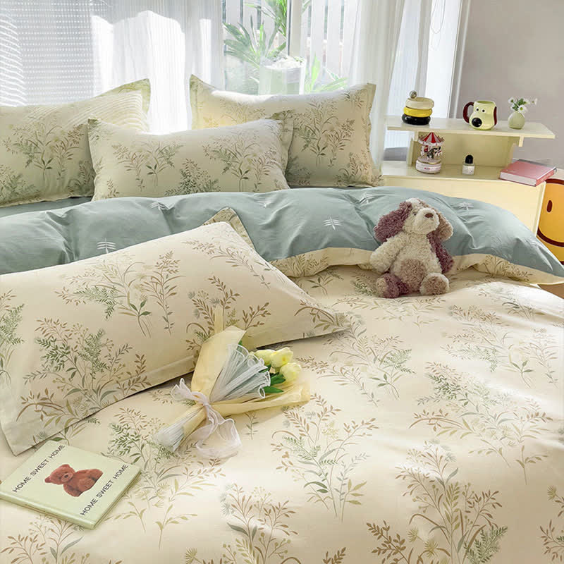 Botanical Leaf Print Cotton Bedding Set - image 7