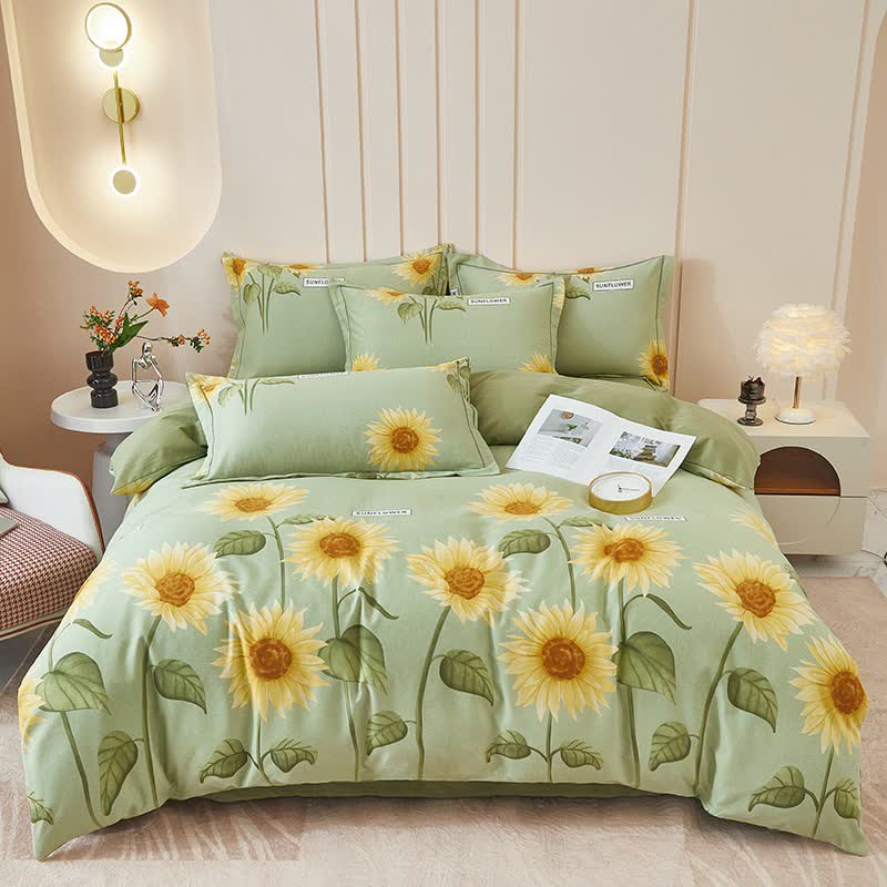 Brushed Cotton Fresh Sunflower Bedding Set(4PCS) - image 1