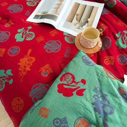 Oriental Style Retro Cotton Gauze Quilt - image 6