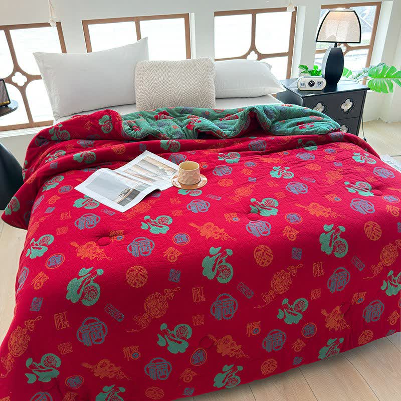 Oriental Style Retro Cotton Gauze Quilt - image 3