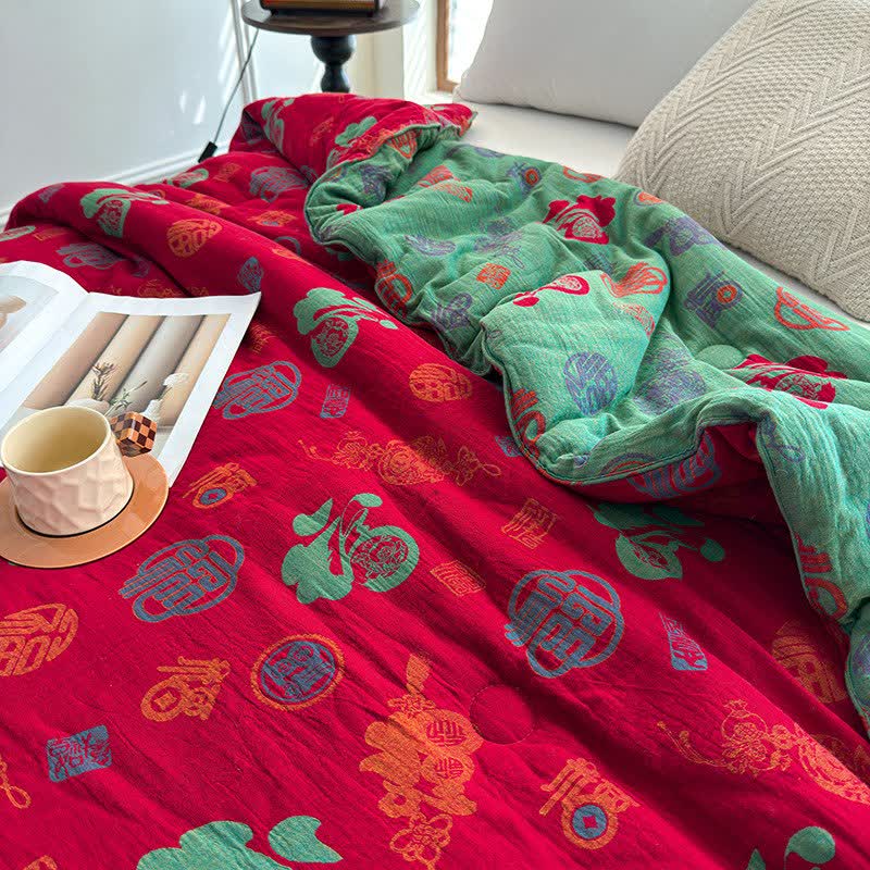 Oriental Style Retro Cotton Gauze Quilt - image 4