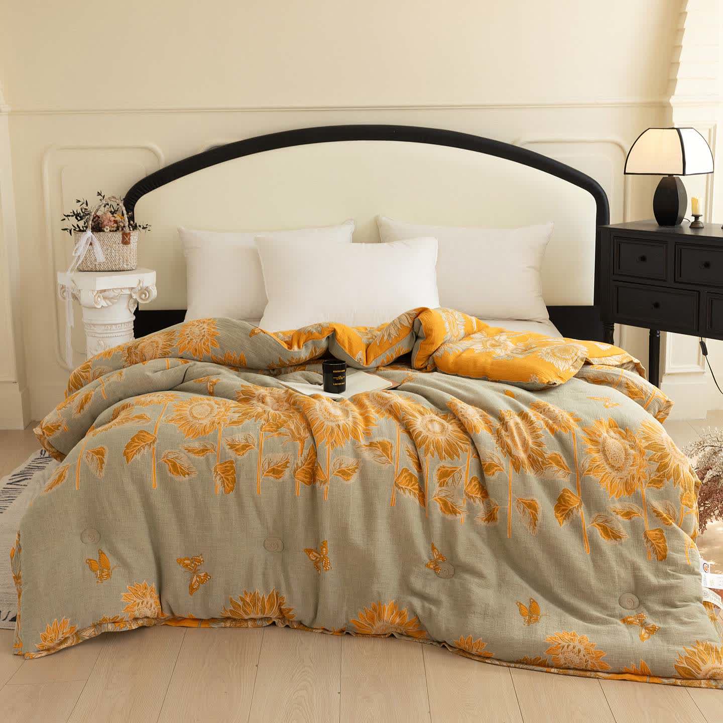 Pastoral Sunflower Cotton Double Gauze Quilt - Winter Quilt - King - image 0