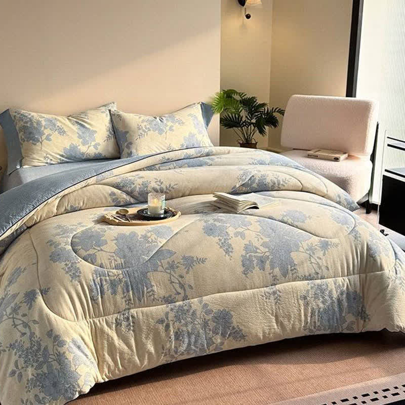 Elegant Gray Floral Reversible Quilt - image 1