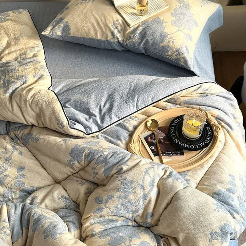 Elegant Gray Floral Reversible Quilt - image 5