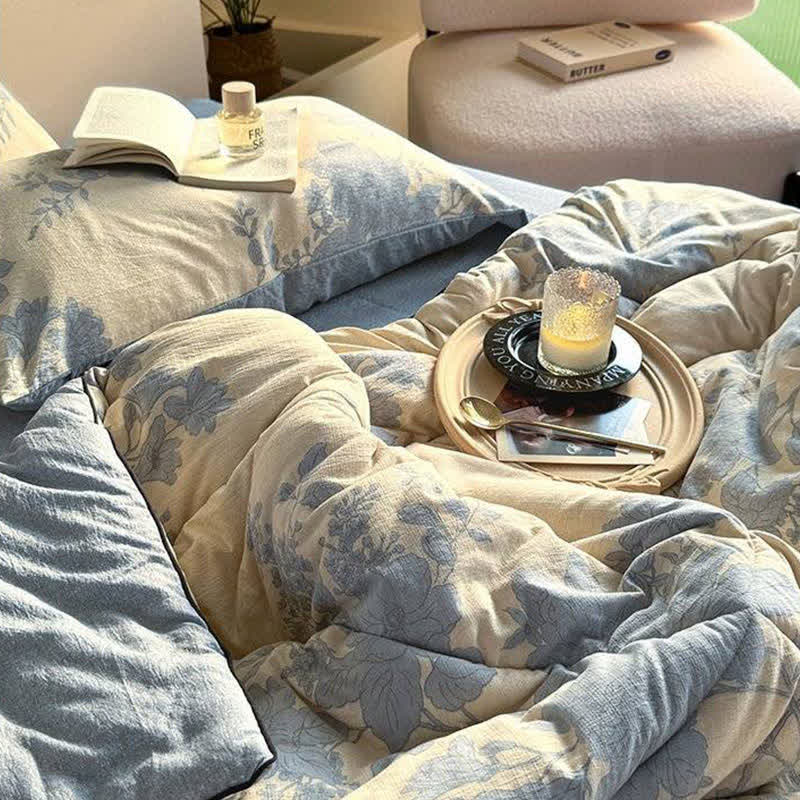 Elegant Gray Floral Reversible Quilt - image 6