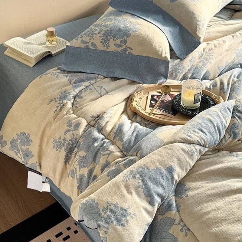 Elegant Gray Floral Reversible Quilt - image 4