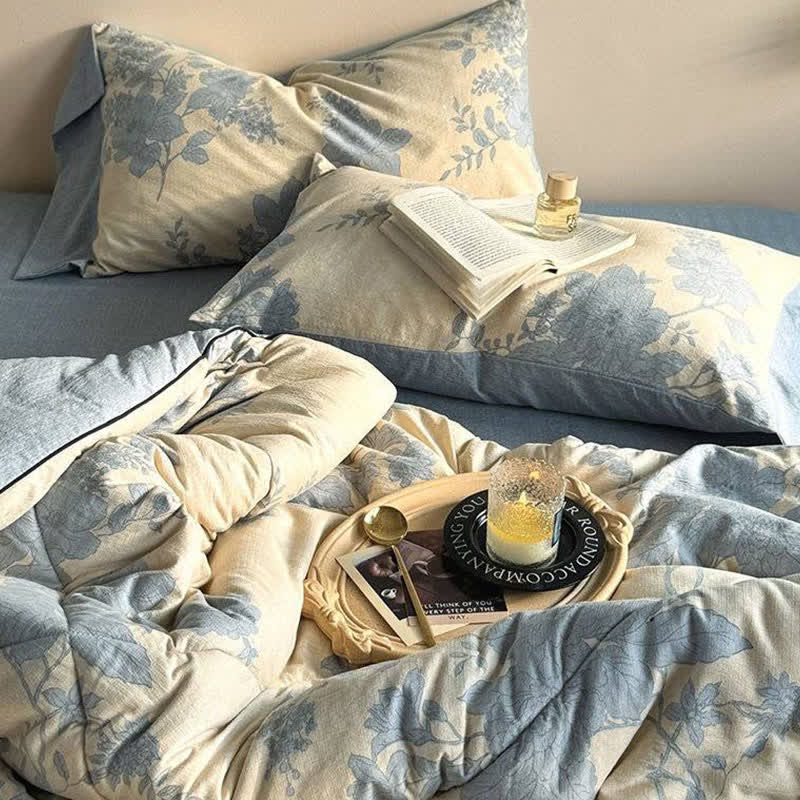 Elegant Gray Floral Reversible Quilt - image 3