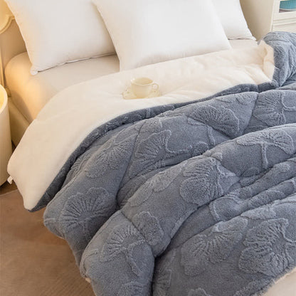 Ginkgo Leaf Jacquard Sherpa Reversible Blanket - image 7