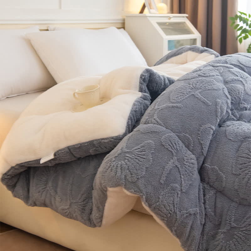 Ginkgo Leaf Jacquard Sherpa Reversible Blanket - image 9