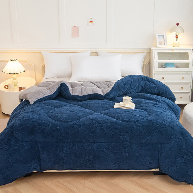 Ginkgo Leaf Jacquard Sherpa Reversible Blanket - image 13