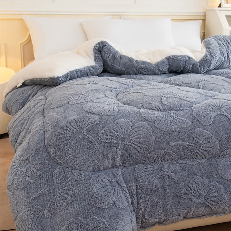 Ginkgo Leaf Jacquard Sherpa Reversible Blanket - image 8