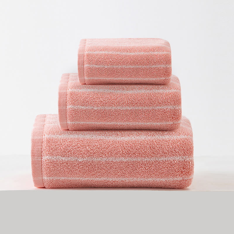 Pure Cotton Soft Bath Towel Set (3-Pack) - Pink - 3pc Set - 13" x 13"+13" x 29"+20" x 35"+28" x 55" - image 10