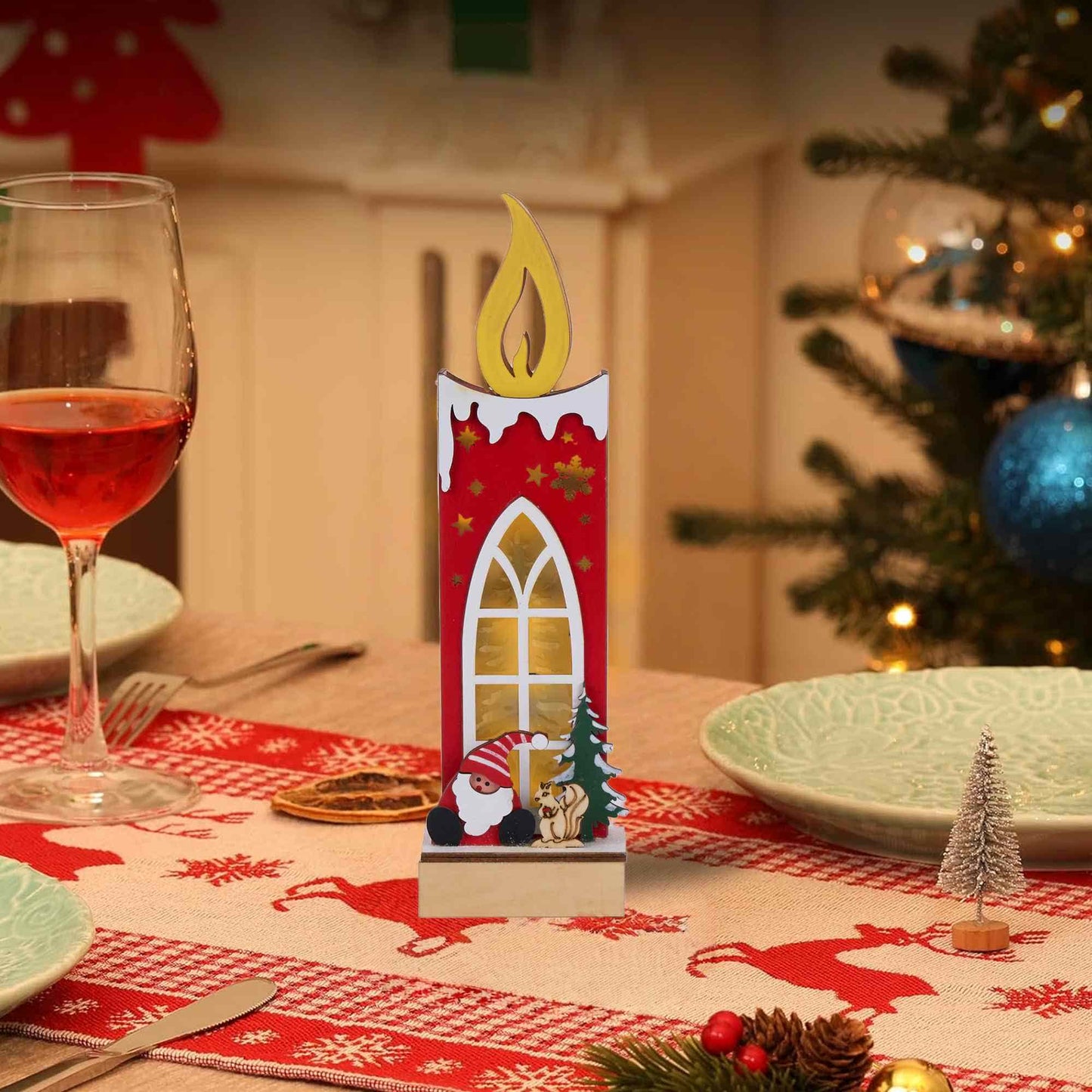 Christmas Wooden Candle Light-Up Decor - image 2