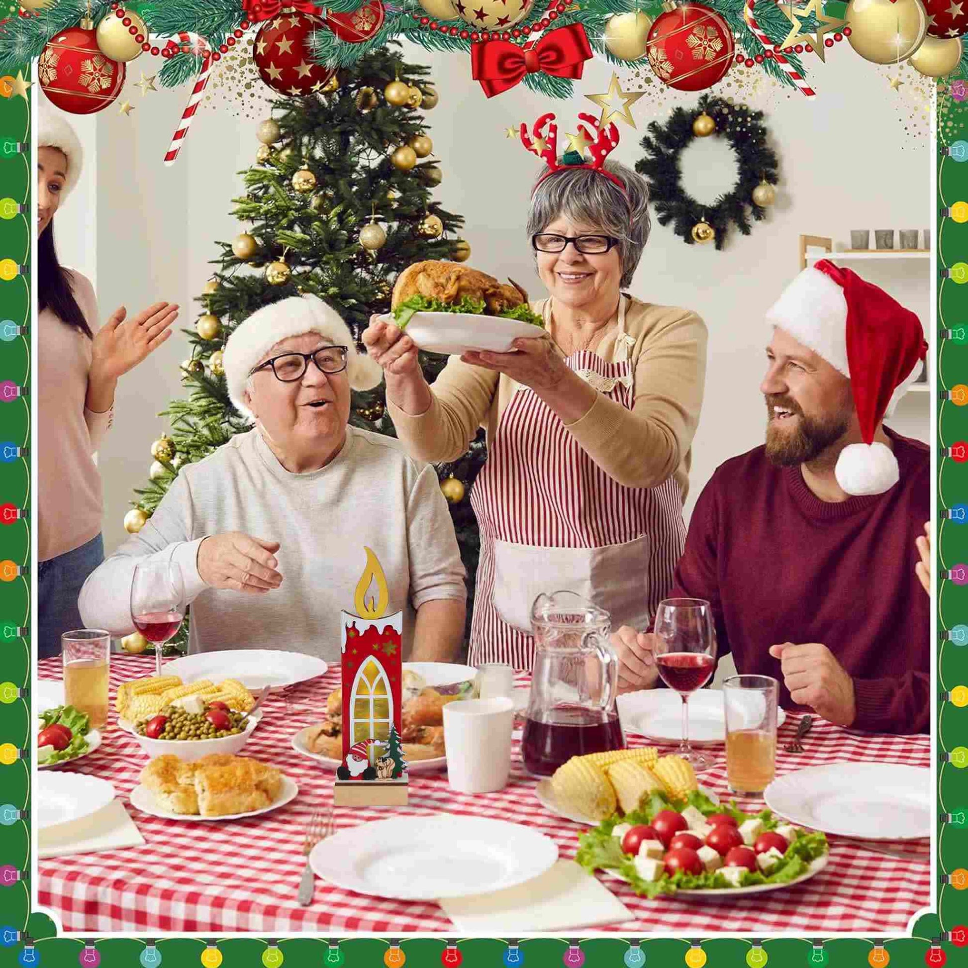 Christmas Wooden Candle Light-Up Decor - image 3