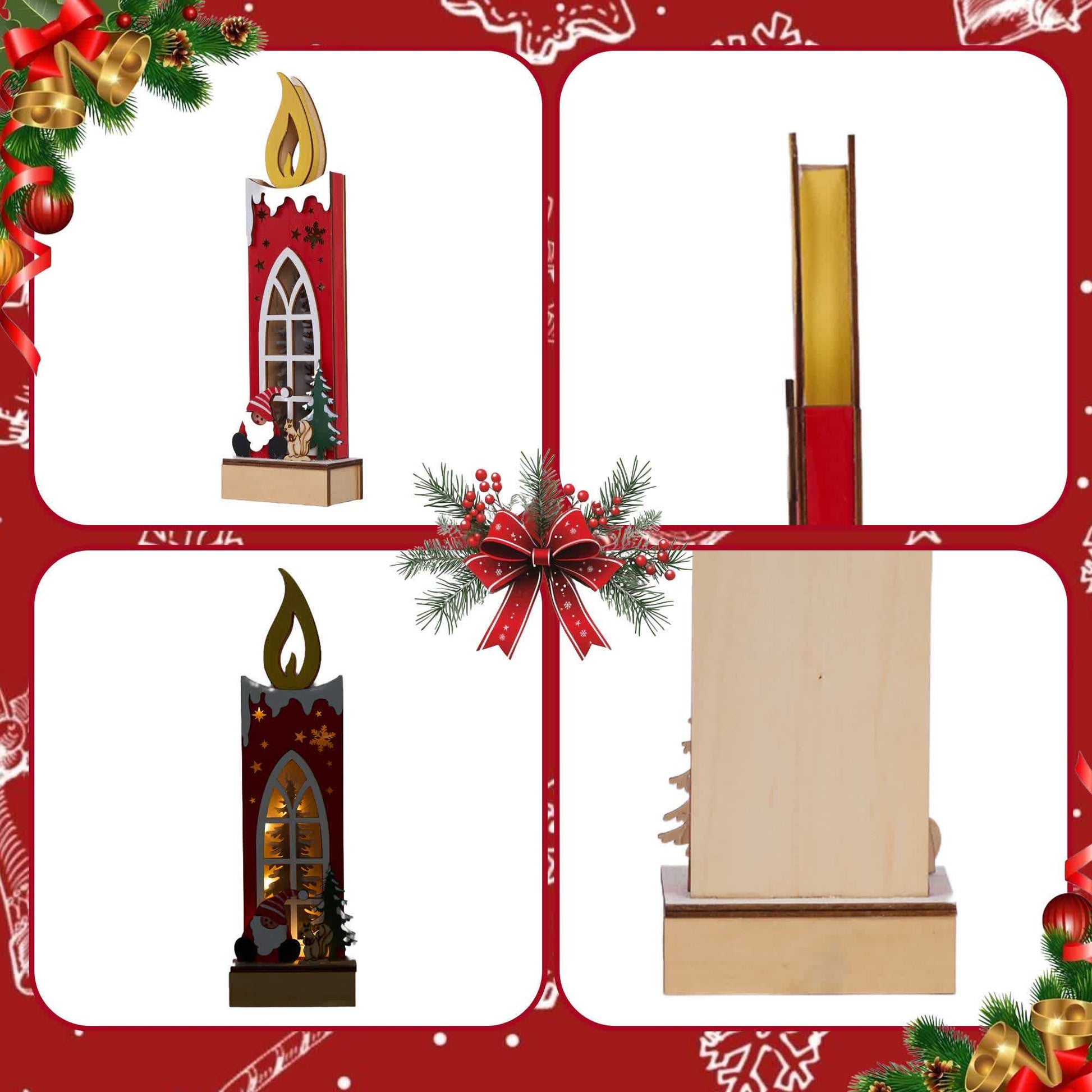 Christmas Wooden Candle Light-Up Decor - image 7