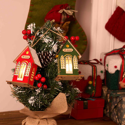 Christmas Holiday Lighted Wood House Decor  - image 1