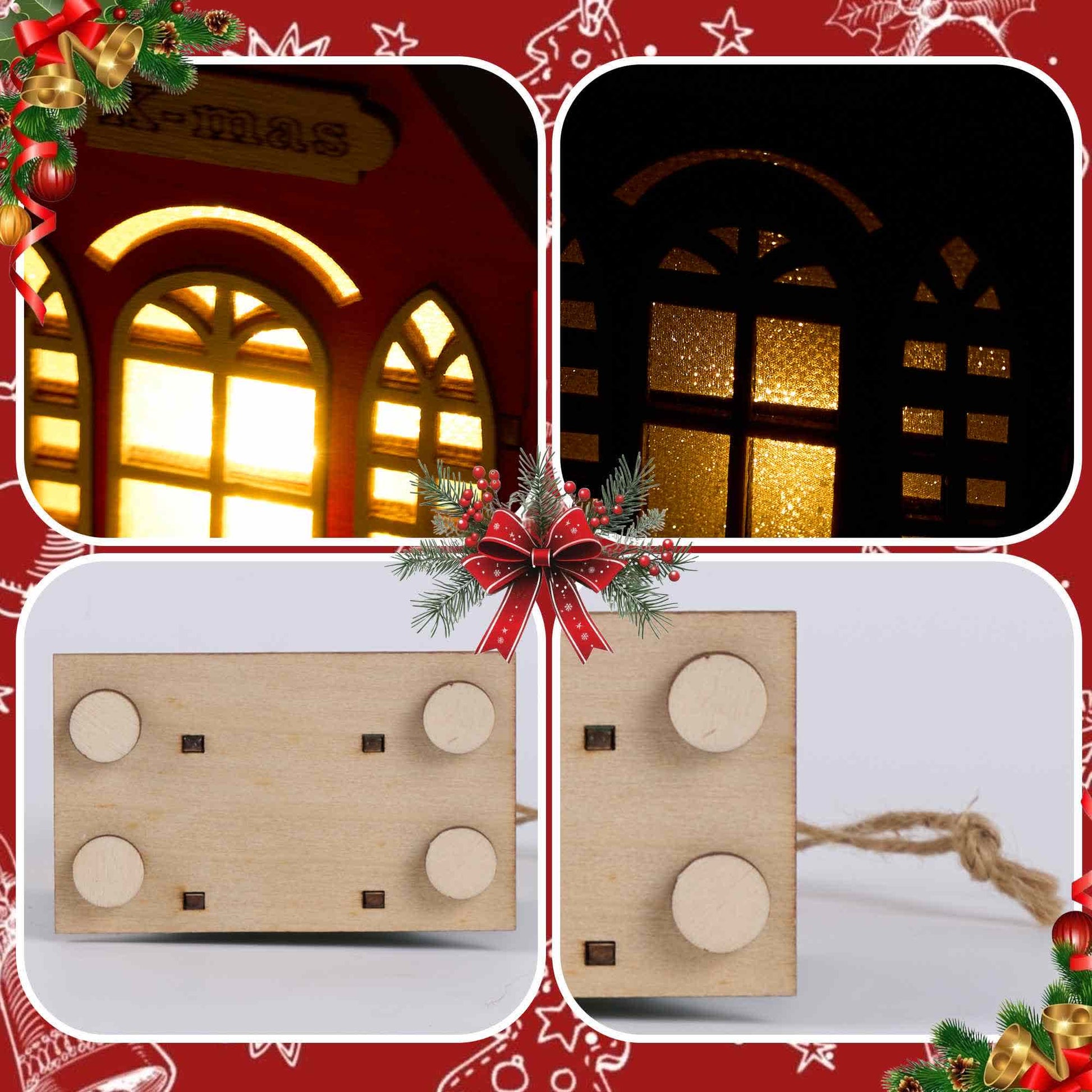 Christmas Holiday Lighted Wood House Decor  - image 6