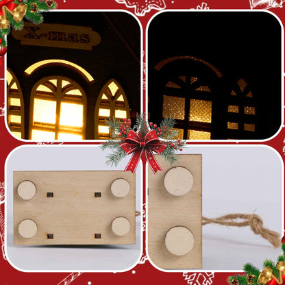 Christmas Holiday Lighted Wood House Decor  - image 13