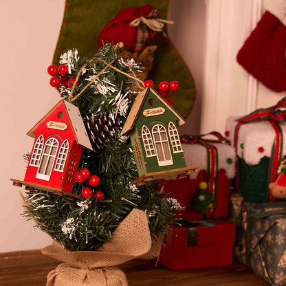 Christmas Holiday Lighted Wood House Decor  - image 2