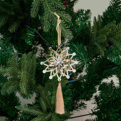 Iron Snowflake Ornament Christmas Tree Decor - Golden Flower - image 3