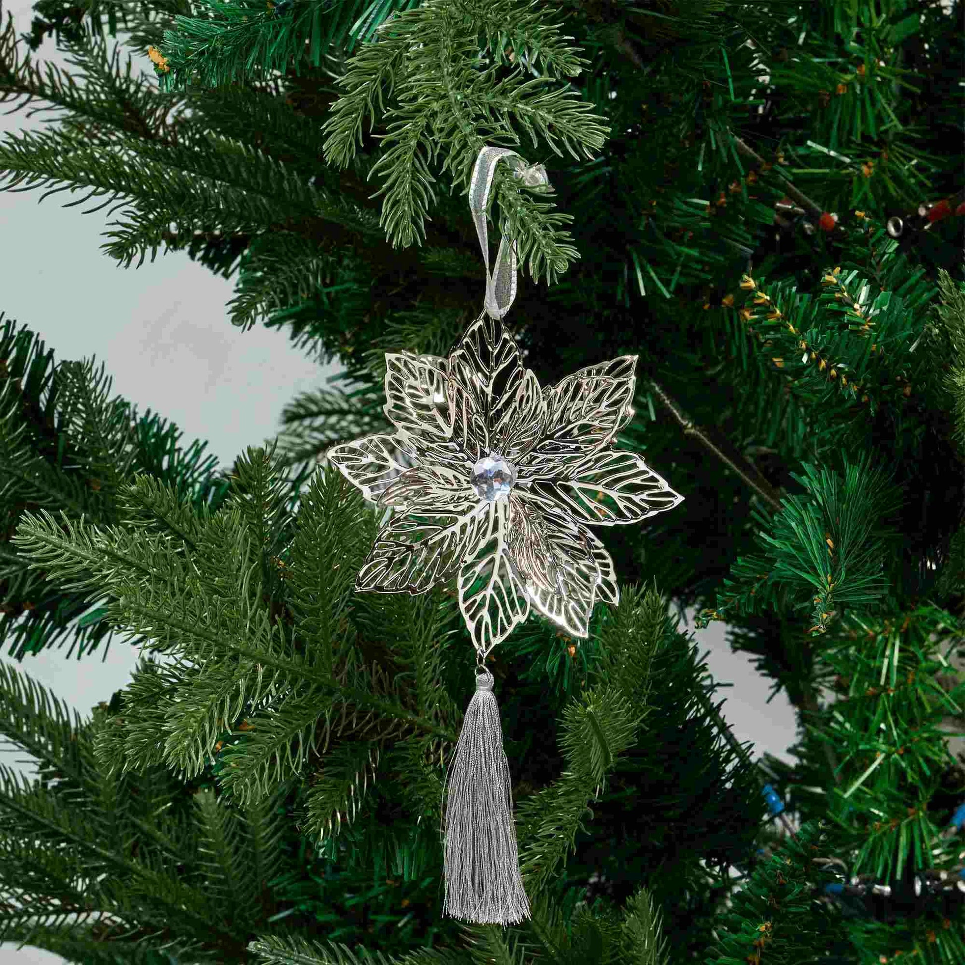 Iron Snowflake Ornament Christmas Tree Decor - Silver Flower - image 10