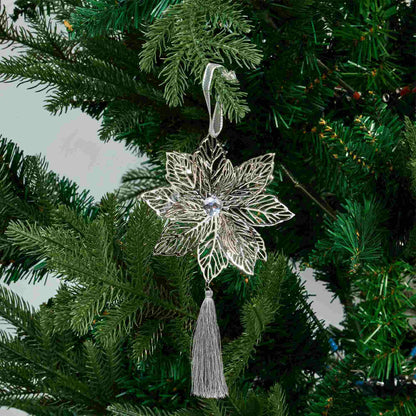 Iron Snowflake Ornament Christmas Tree Decor - Silver Flower - image 10