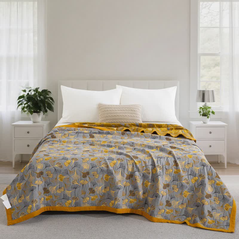 Ownkoti Ginkgo Biloba Organic Cotton Quilt - Grey - Quilt - Cal King - image 55