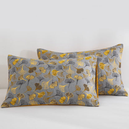 Ownkoti Ginkgo Biloba Organic Cotton Quilt - Grey - 2PCS Pillowcases - 20" x 36" - image 51
