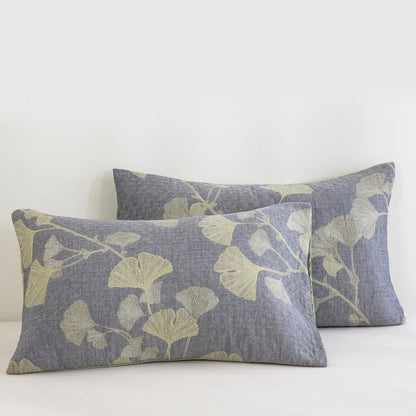 Ownkoti Ginkgo Inspired Natural Cotton Reversible Quilt - Blue - 2PCS Pillowcases - 20" x 36" - image 6