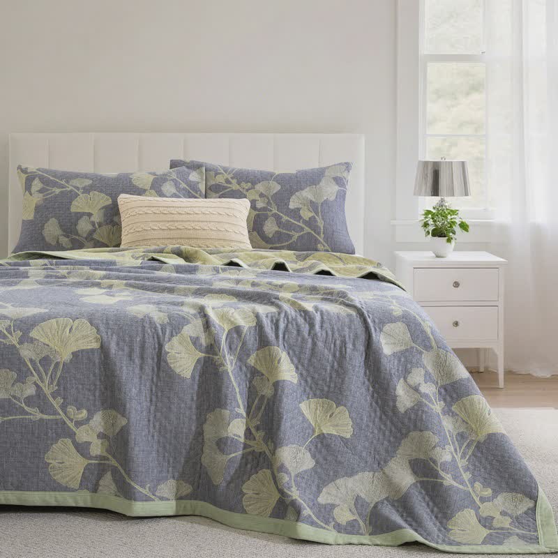 Ownkoti Ginkgo Inspired Natural Cotton Reversible Quilt - image 2