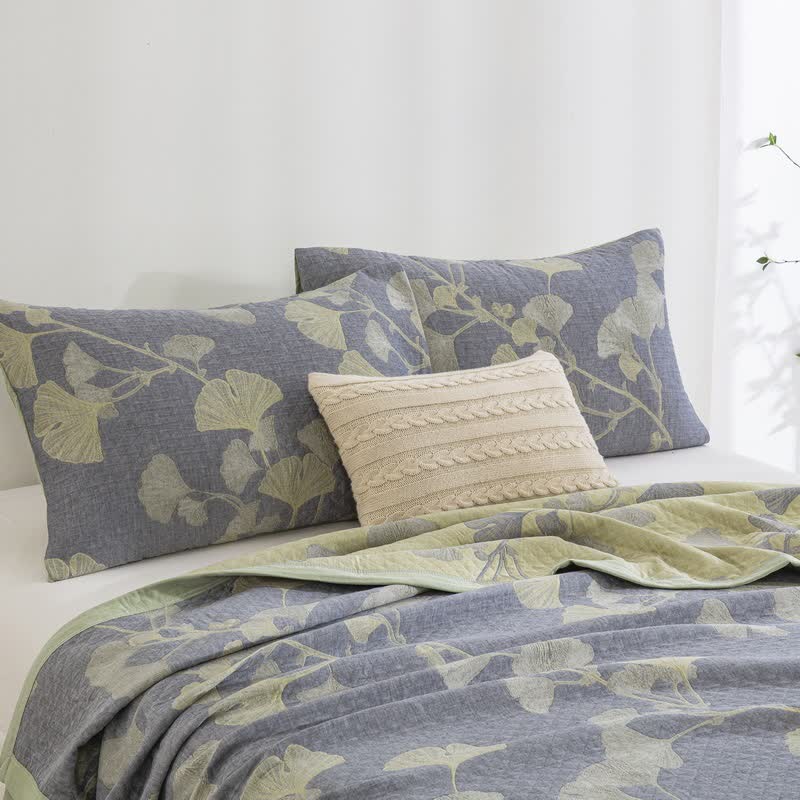 Ownkoti Ginkgo Inspired Natural Cotton Reversible Quilt - image 4