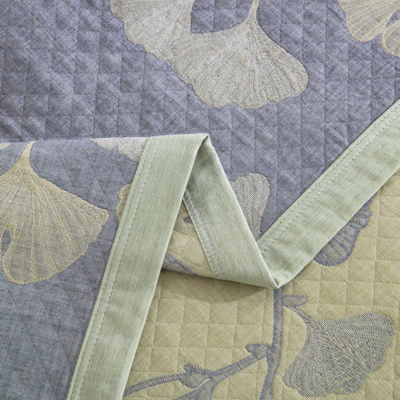 Ginkgo Inspired Natural Cotton Reversible Quilt - image 9