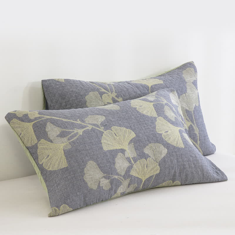 Ginkgo Inspired Natural Cotton Reversible Quilt - image 7